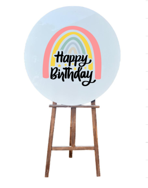 White acrylic circle sign