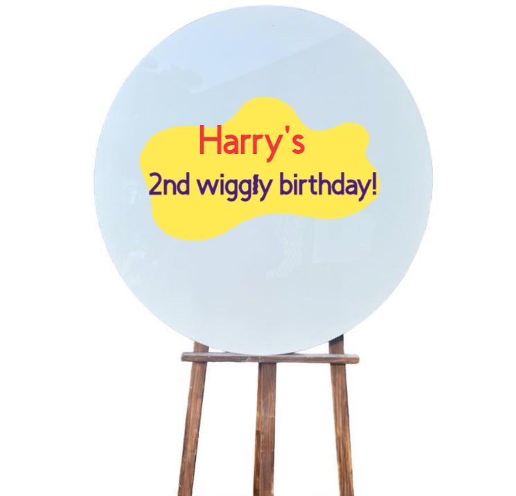 White acrylic circle sign