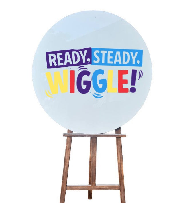 White acrylic circle sign