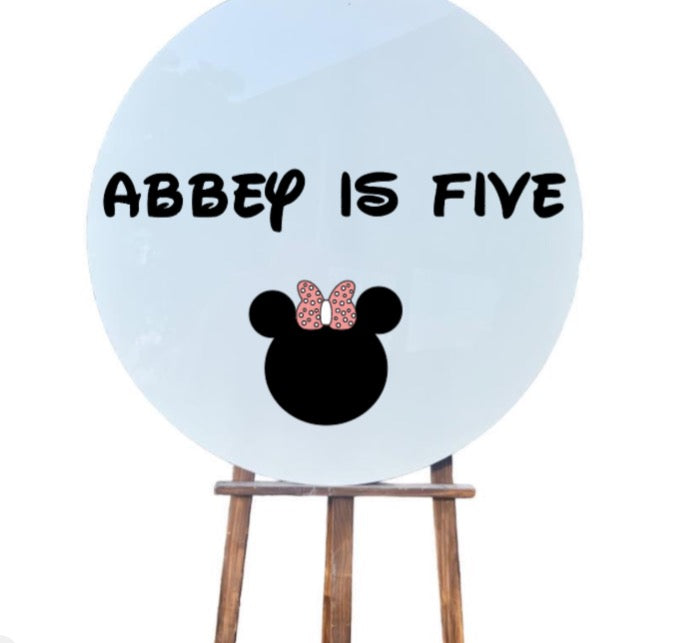 White acrylic circle sign