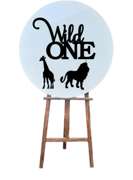 White acrylic circle sign