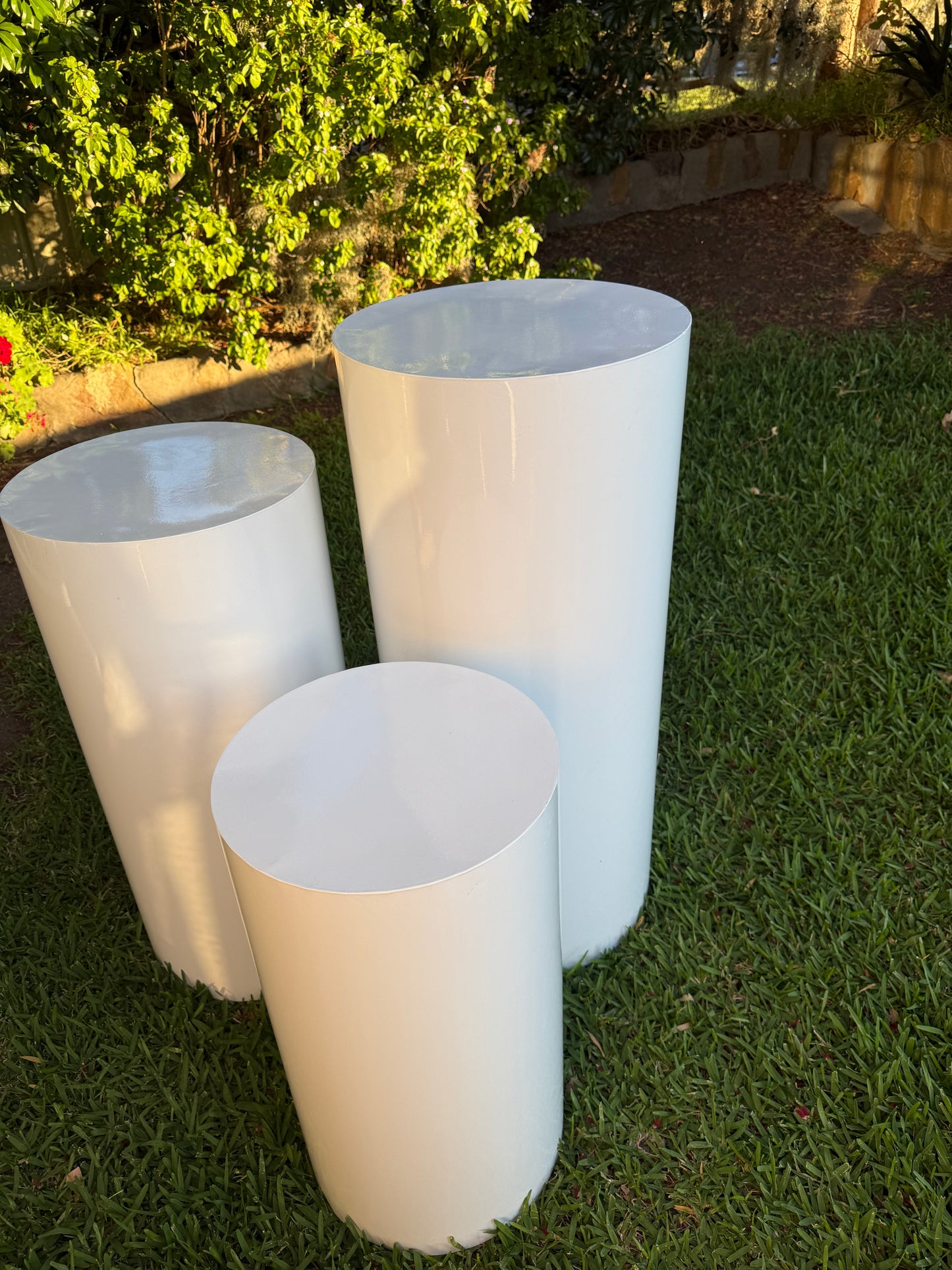 Cylinder white plinths