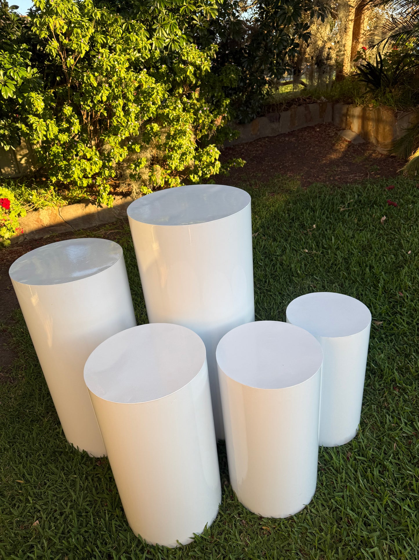 Cylinder white plinths